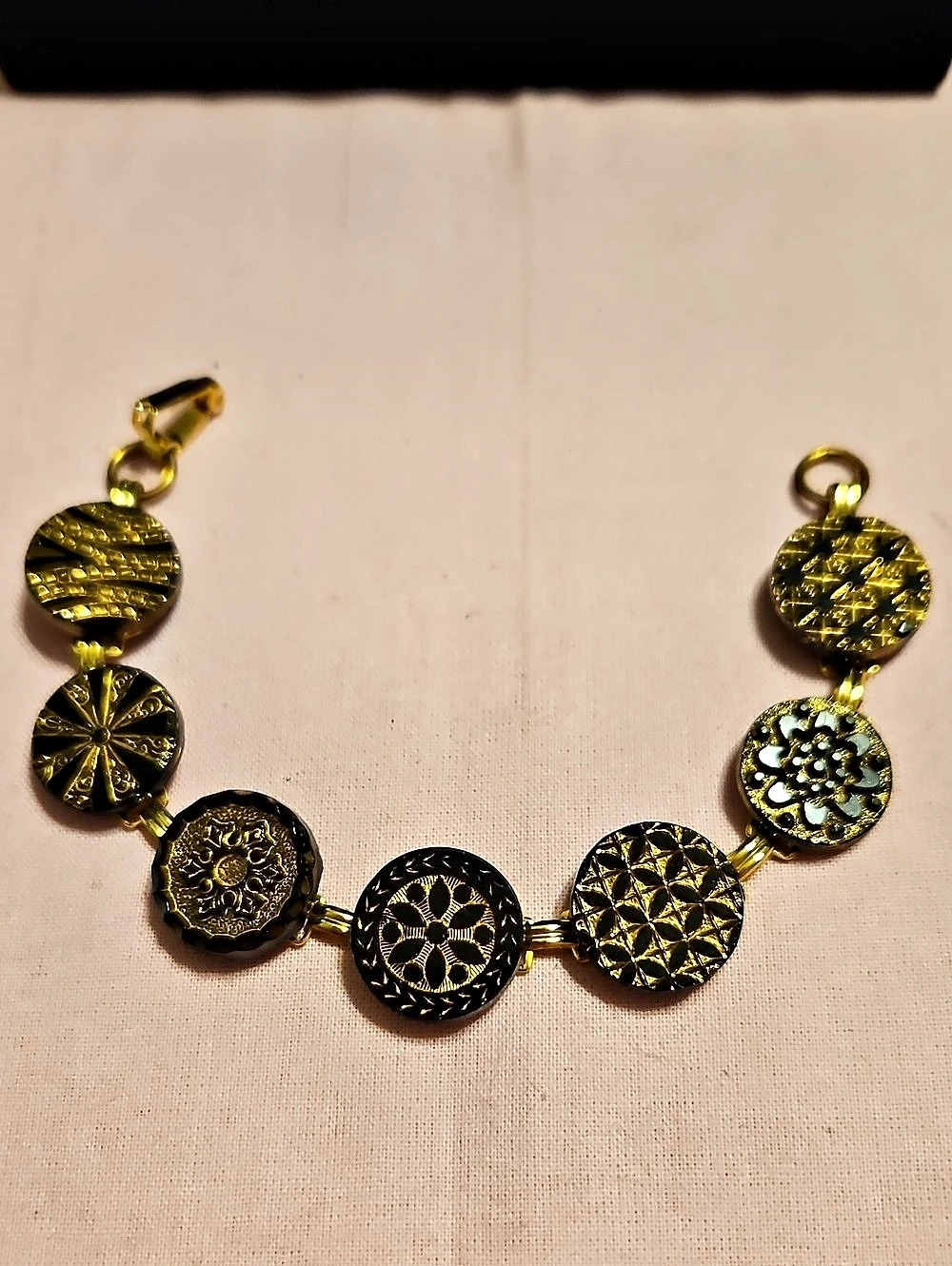 Vintage Glass Button Bracelet.